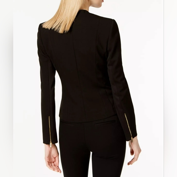 Calvin Klein sleek/chic moto jacket     w/edgy exposed zipper details.   Sz 16 - Picture 12 of 14